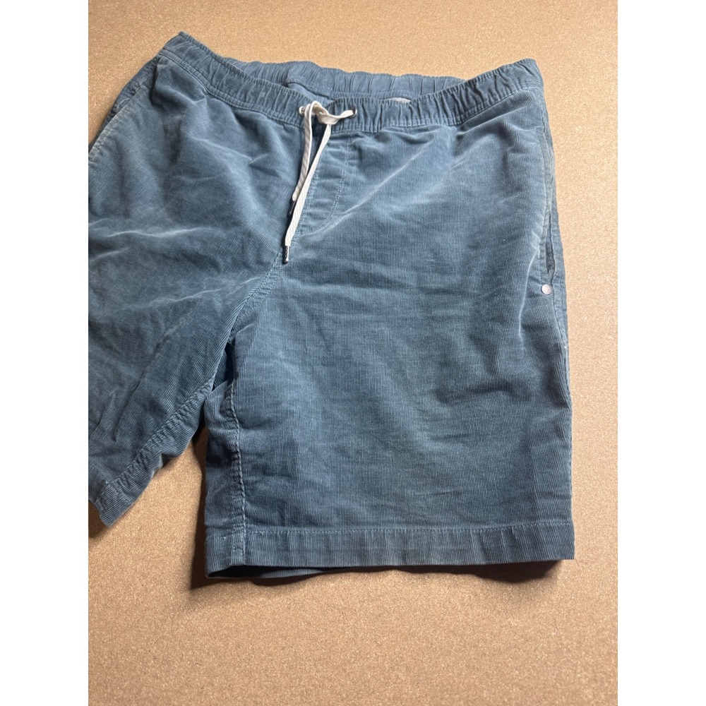 Vuori Mens Corduroy Shorts Blue Grey Elastic Waist Drawstring Size XL V385